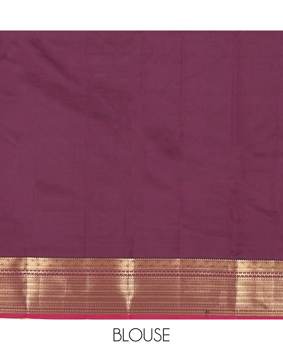 Blue Vasundhara Lite Silk Mix Saree, Accentuated with Zari Buttas, a Contrast Border of Rekku, Kodi Visiry, and Rettai Neli Designs, Intricate Pallu, and a Contrast Blouse