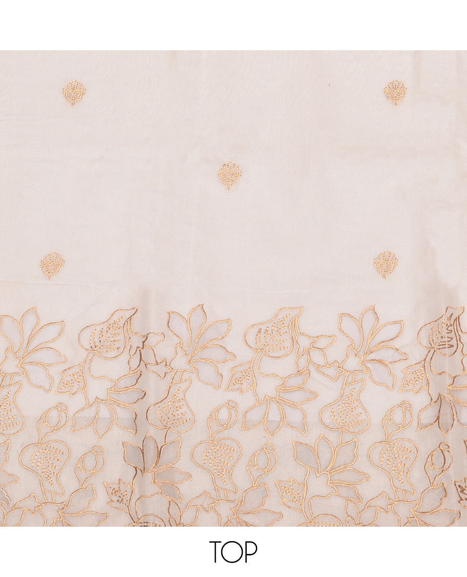 Cream-Gold Chanderi Material Chudidar Set