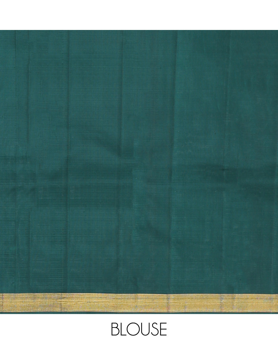 Yellow Micro-Checked Kanchipuram Silk Saree, Complemented by a Contrast Korvai Paithani-Style Border, Grand Jaal Pallu, and Contrast Blouse