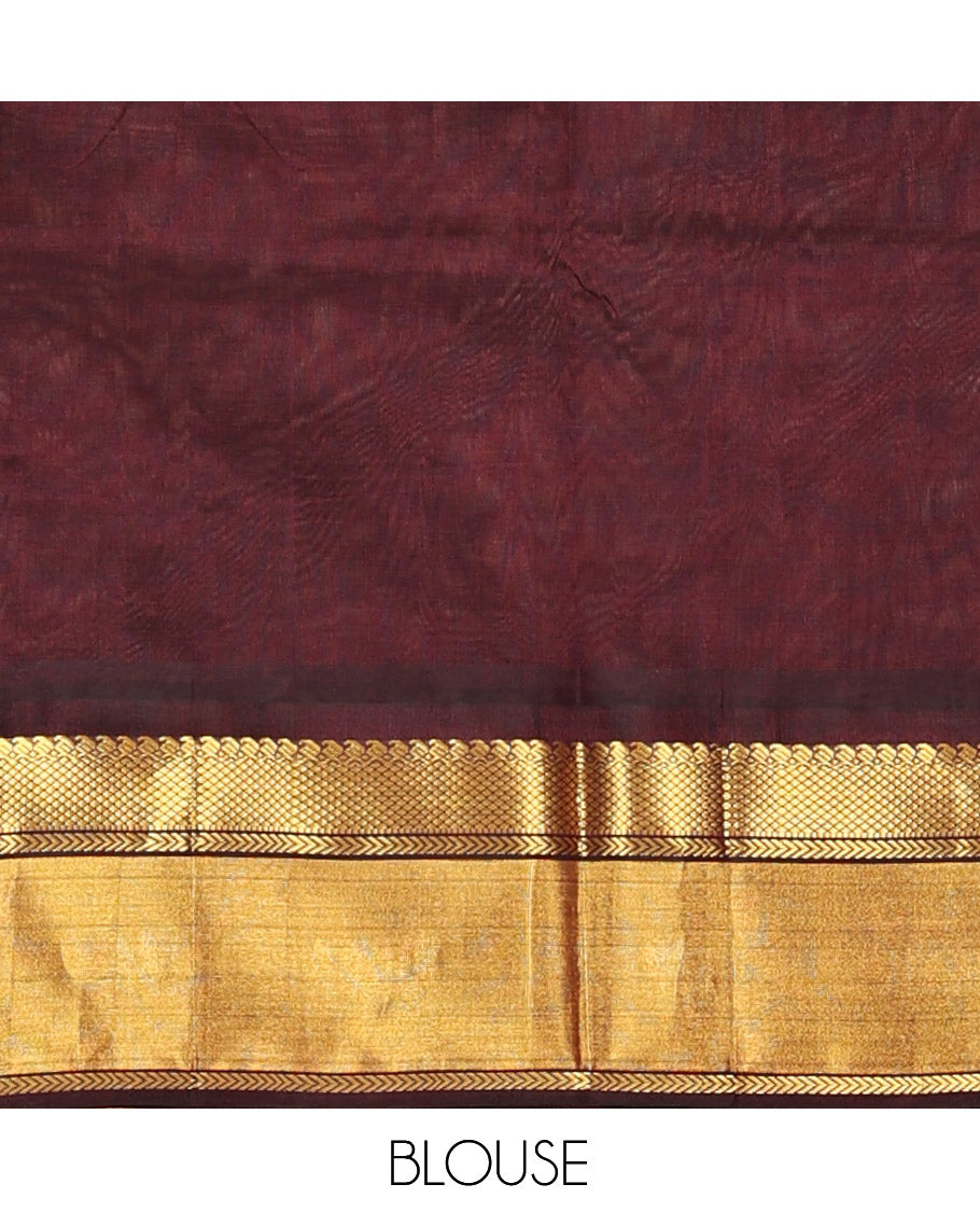 Sandal Zari Border Kuppadam Silk Saree
