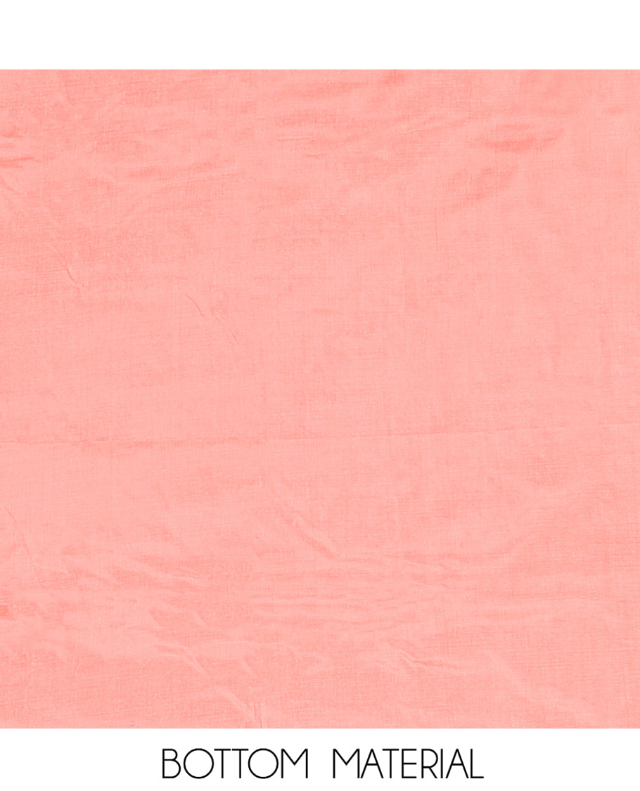 Onion Pink Vichitra Silk Material Chudidar, Embroidered and Cut-work Top, Santoon Bottom, and an Embroidered Dupatta