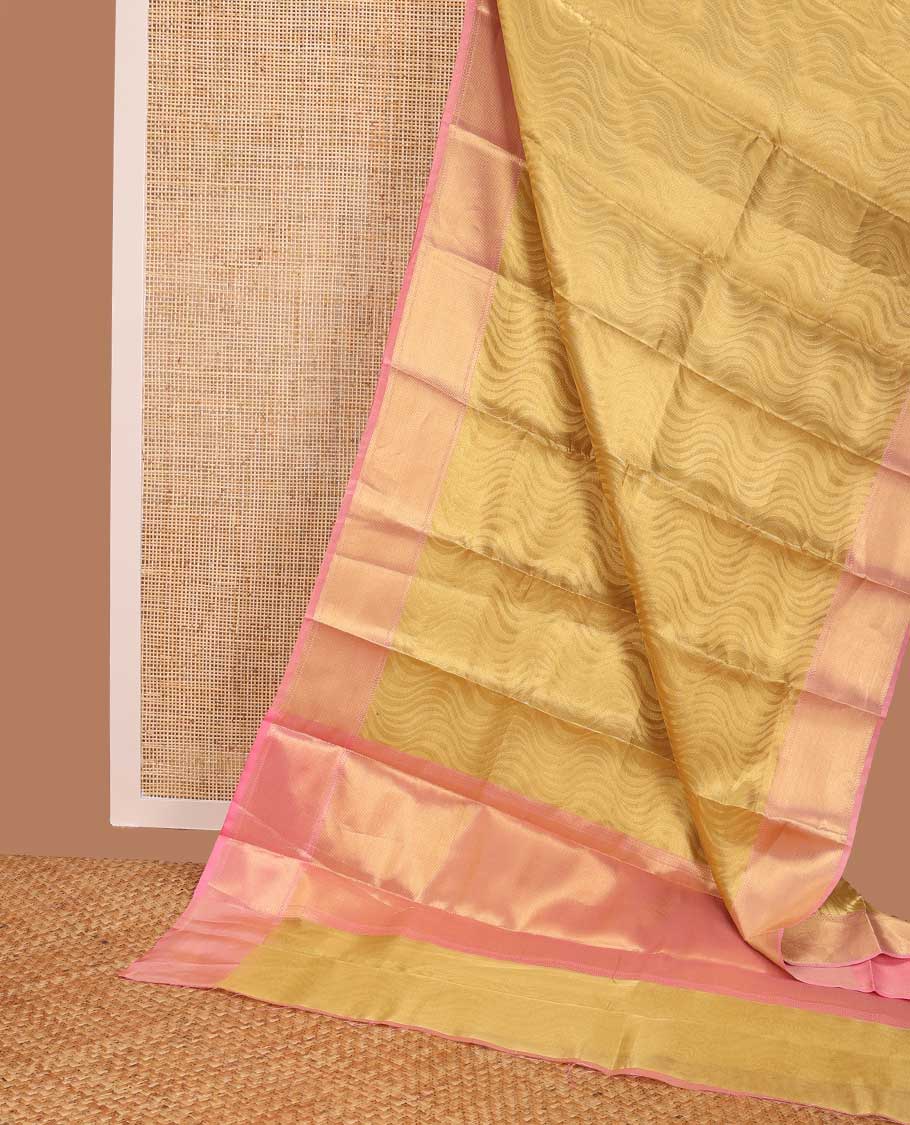 Sandal wave design tissue saree with contrast intricate zari design border & zari design pallu