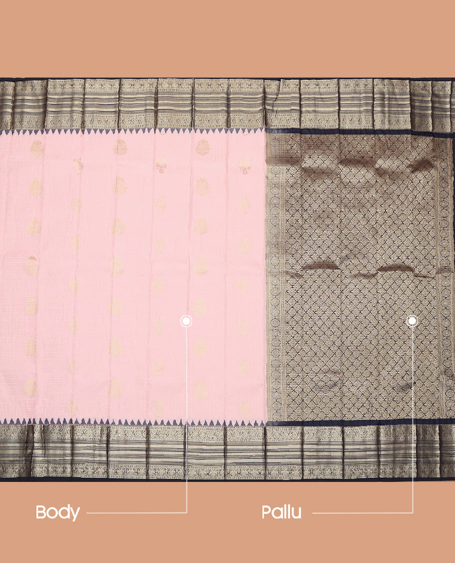 Baby Pink Stripes Budget Silk Saree
