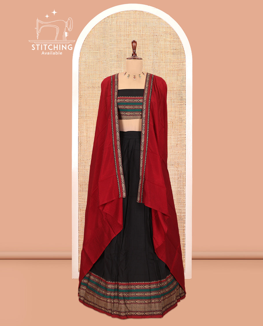Black Mercerised Cotton Half-Saree