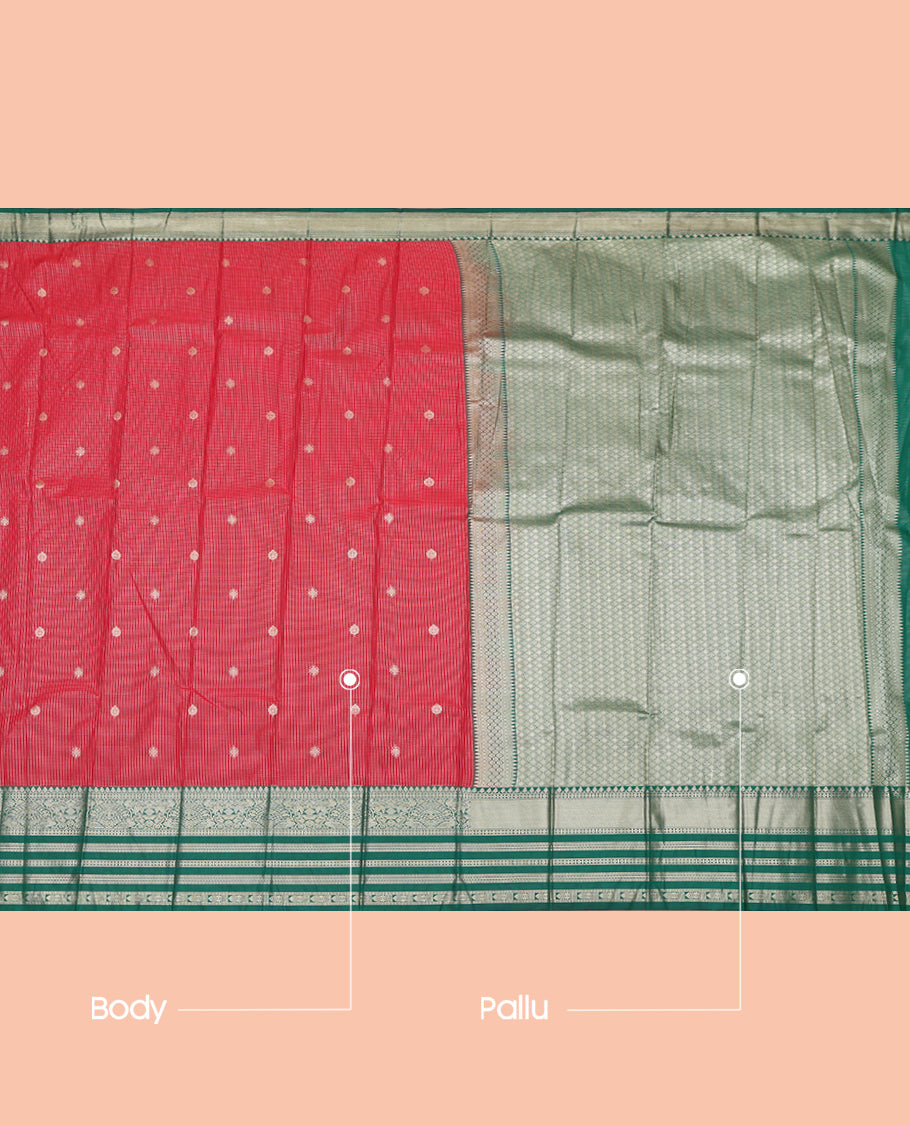 Red Checks Budget Silk Saree