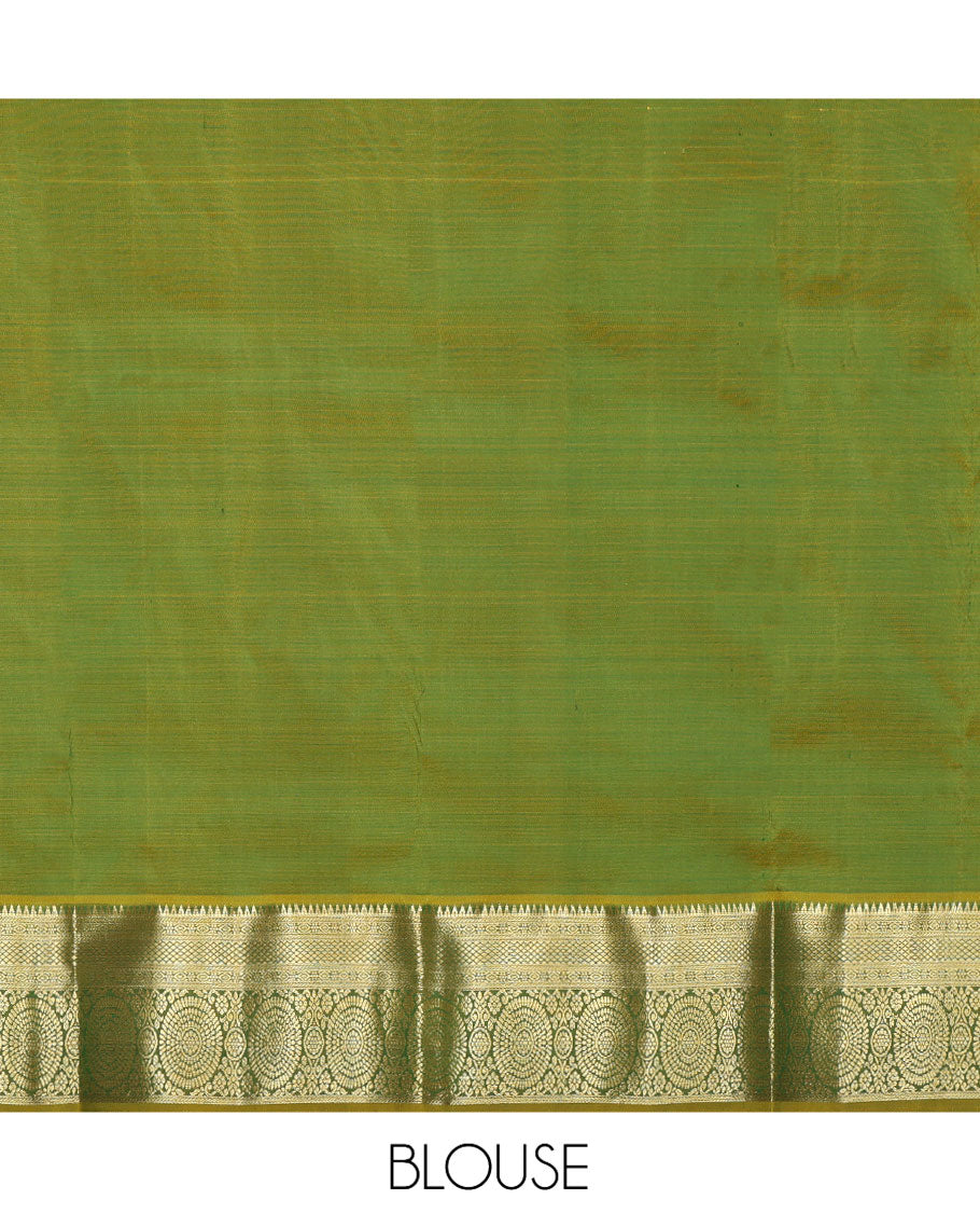 Green Pure Silk Navarathna Pavadai Material Set