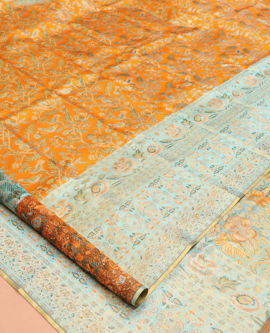 Orange Kanchipuram Tissue Silk Saree