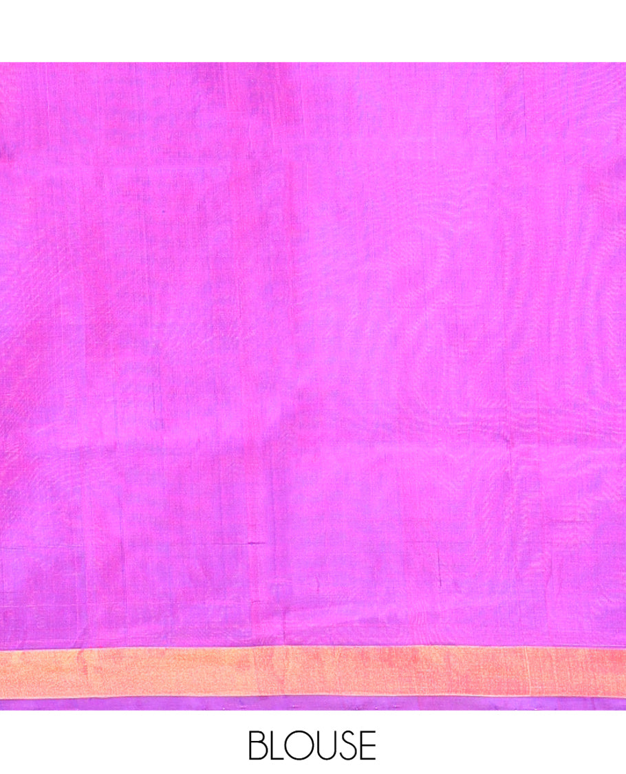 Purple Uppada Silk Saree, Mesmerized with Leaf Buttas, a Subtle Zari Border, Pallu of Leaf Designs, and a Matching Blouse