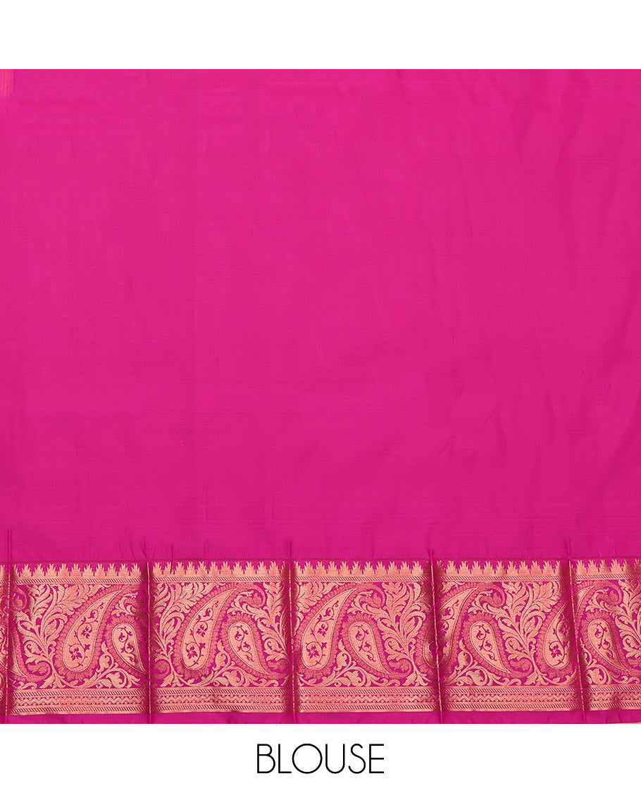 Blue Budget Silk Saree, Beautifully Bedecked with Jacquard Design, Complemented by Contrast Paisley Border, Grand Pallu and a Contrast Blouse