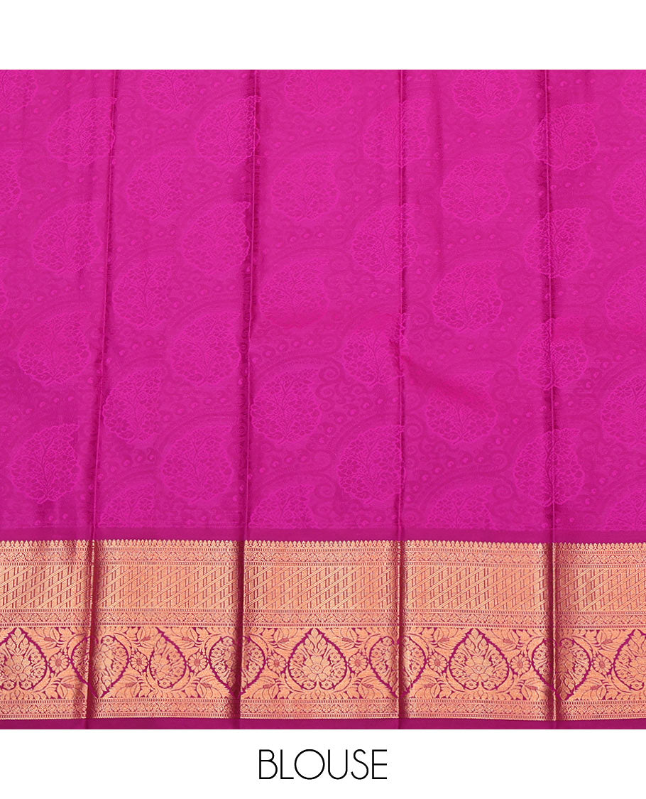 Purple Budget Silk Saree, Enthralled with a Jacquard Design, Highlighted by a Traditional Zari Border, Grand Pallu, and Contrast Blouse