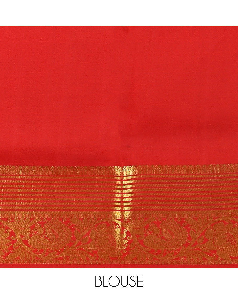 Sandal pichwai theme design kalamkari silk saree with contrast intricate zari design border & floral jaal design pallu