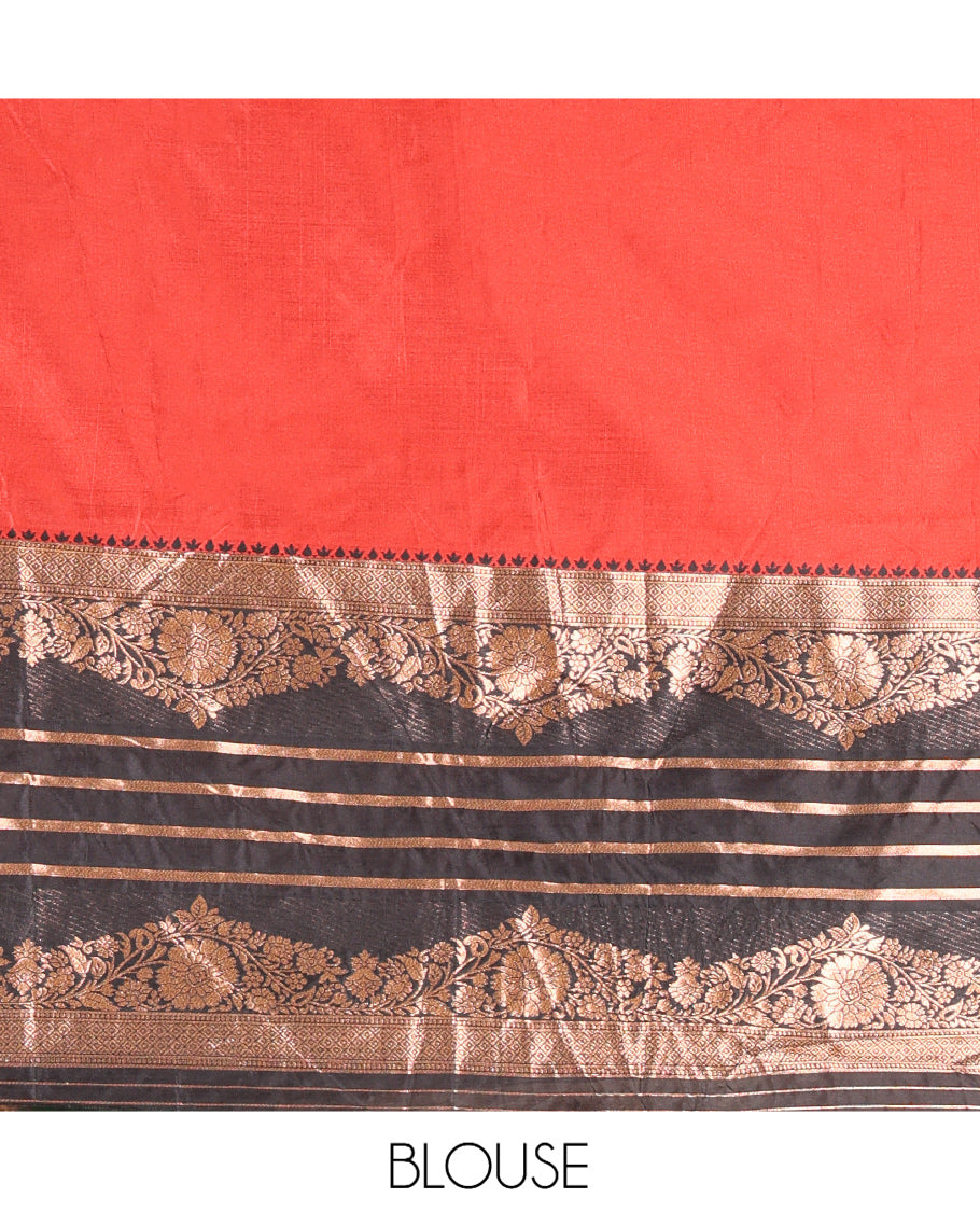 Rust Semi-Silk Half-Saree