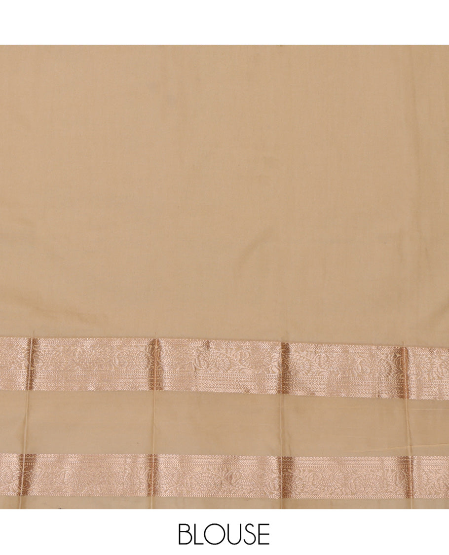 Blue Budget Silk Saree, Delicately Woven with Zari Buttas, a Contrast Traditional Rettai Pettu Border, Grand Pallu, and a Contrast Blouse