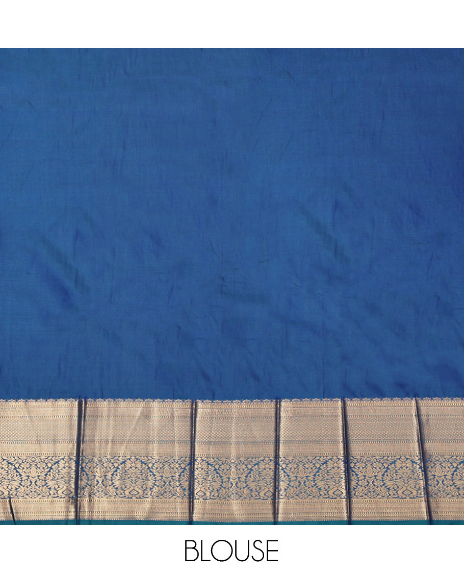 Pink Budget Silk Saree, Bedecked with Zari Buttas, Complemented by Contrast Traditional Zari Border, Grand Pallu and a Contrast Blouse