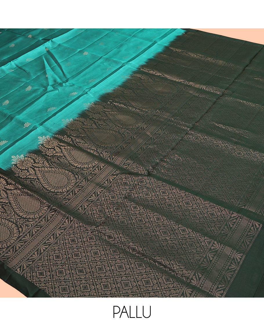 Blue Mayuri Lite Silk Mix Saree, Beautified with Zari Buttas, Complemented by Contrast Intricate Border, Grand Pallu and a Contrast Blouse