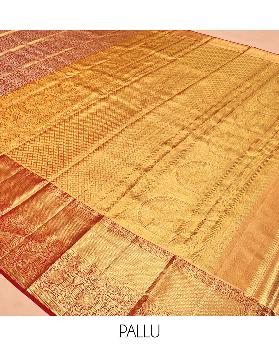 Orange Kanchipuram Tissue Silk Saree