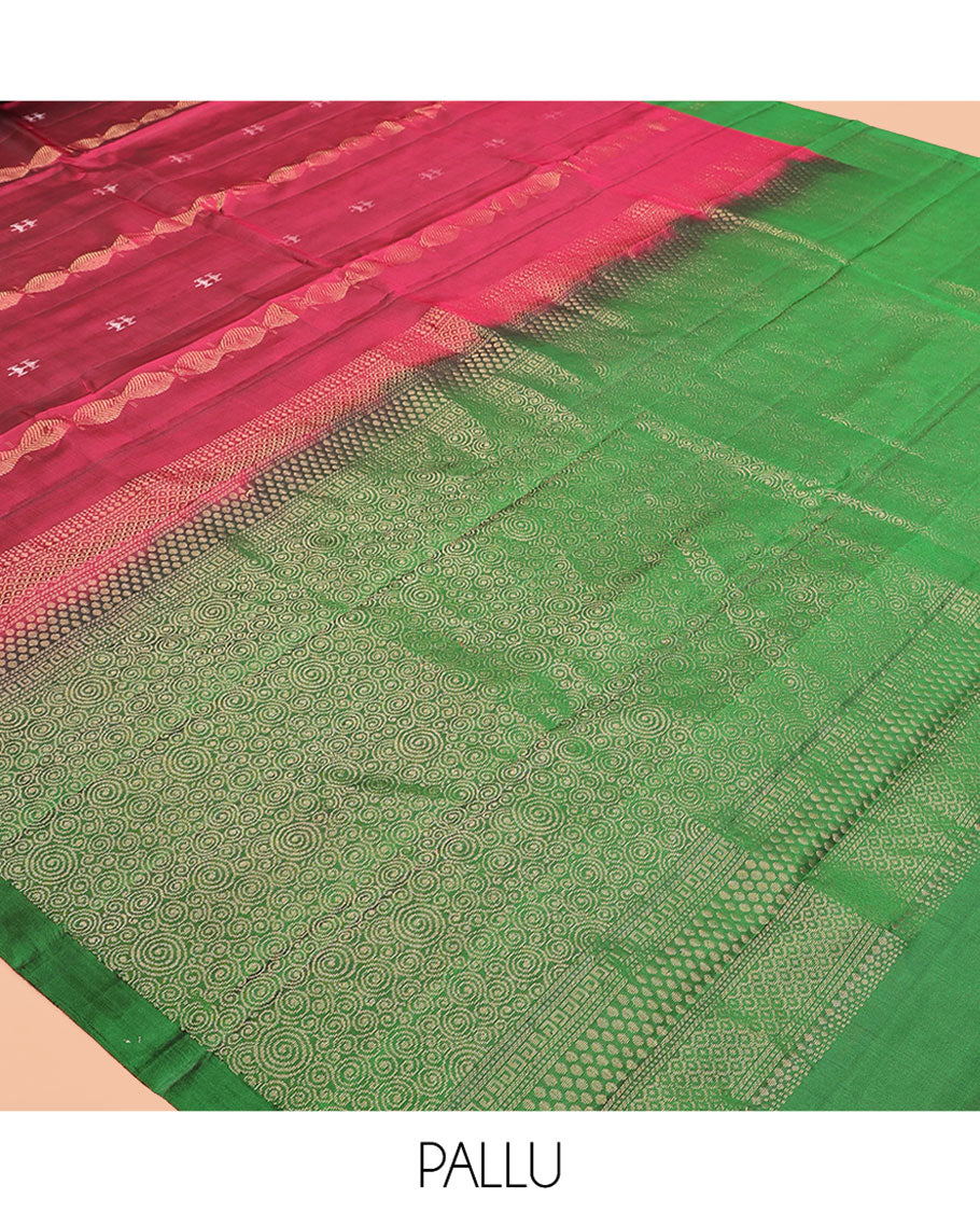 Red Scallop Design Mayuri Lite Silk Mix Saree