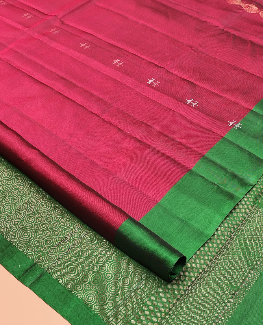 Red Scallop Design Mayuri Lite Silk Mix Saree