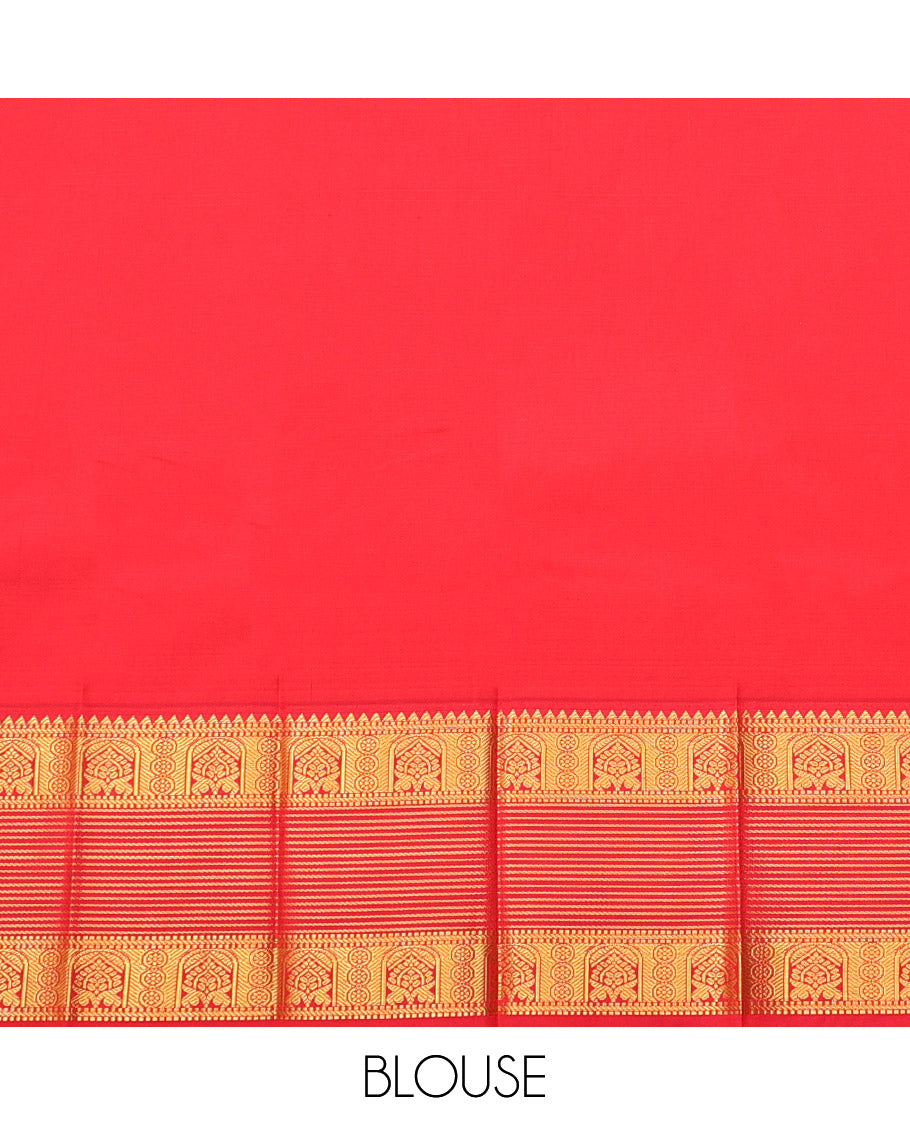 Green Budget Silk Saree, Crafted with Zari Buttas, Complemented by a Contrast Traditional Zari Border, Jaal Pallu, and a Contrast Blouse