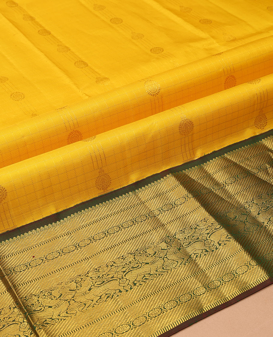 Yellow Pure Silk Navarathna Pavadai Material Set