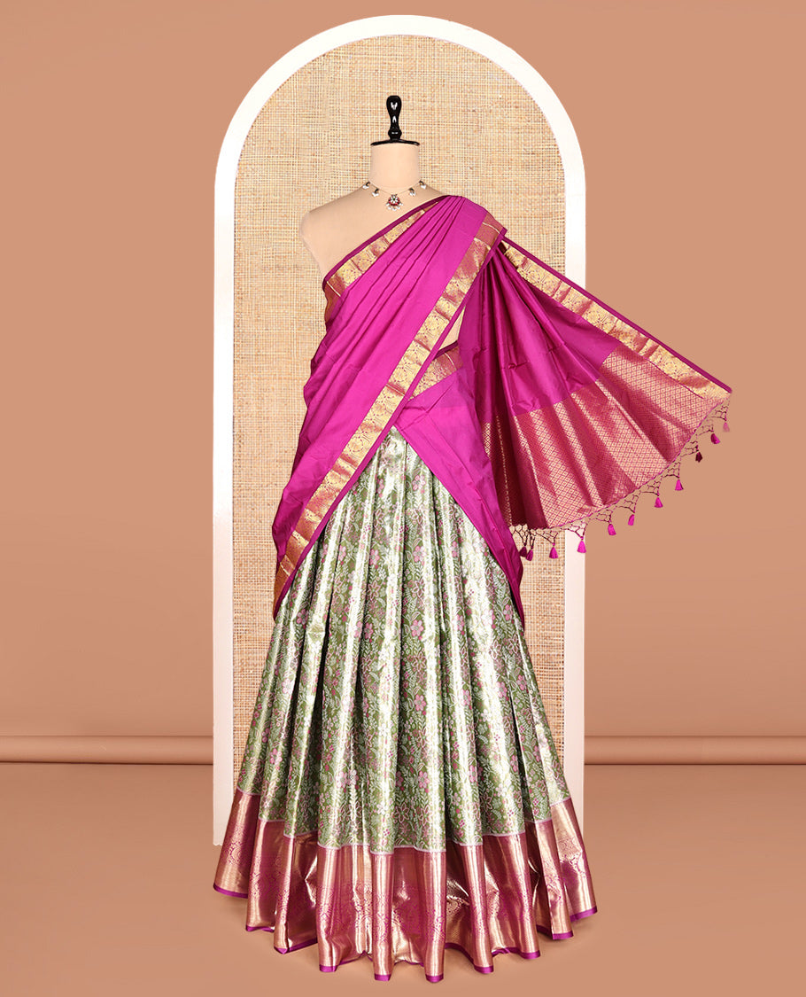 Green Art Silk Half-Saree