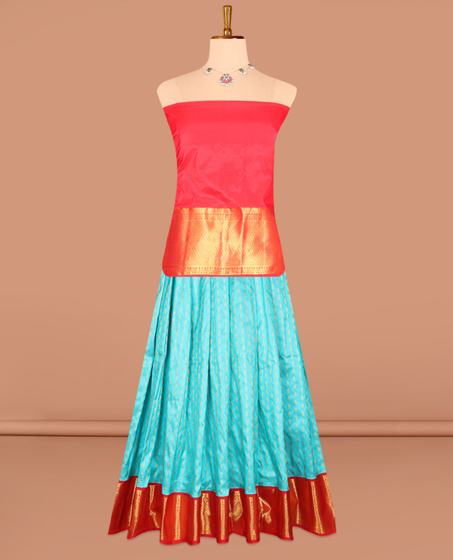 Blue Pure-Silk Half-Saree