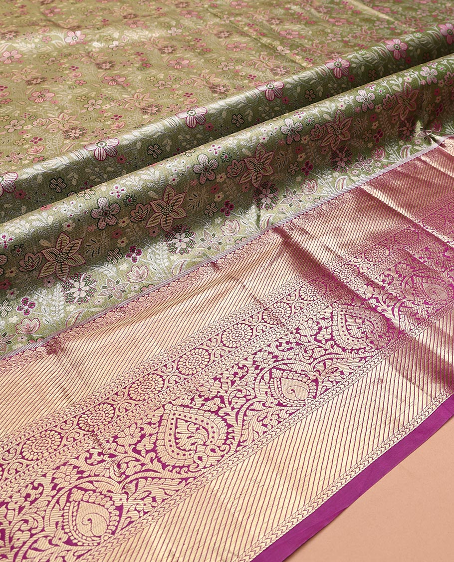 Green Art Silk Half-Saree