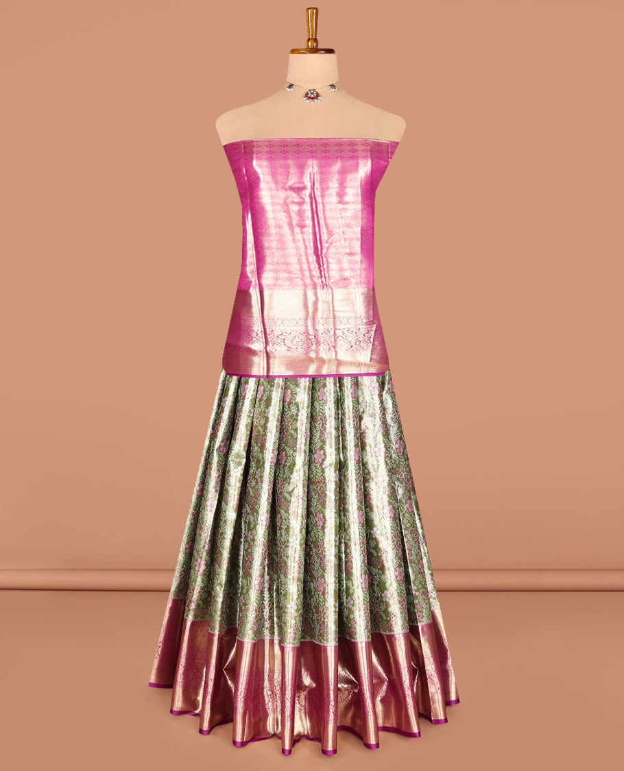 Green Art Silk Half-Saree