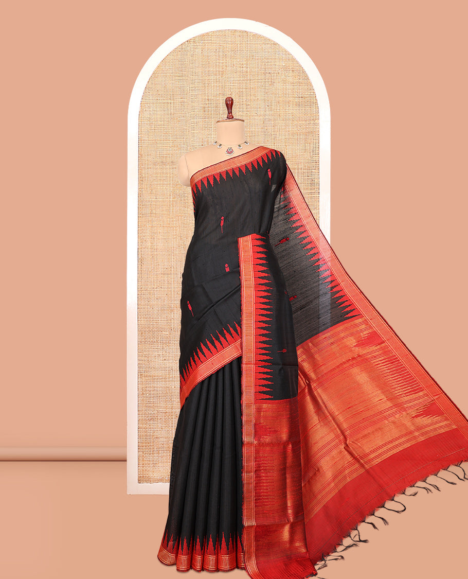 Black Dupion Saree