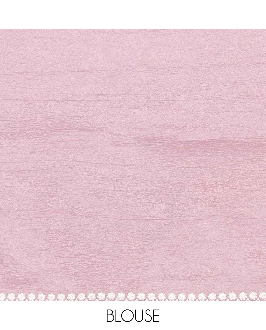 Pink Crushed Tissue saree with scallop motif border and intricate motif embroidery pallu