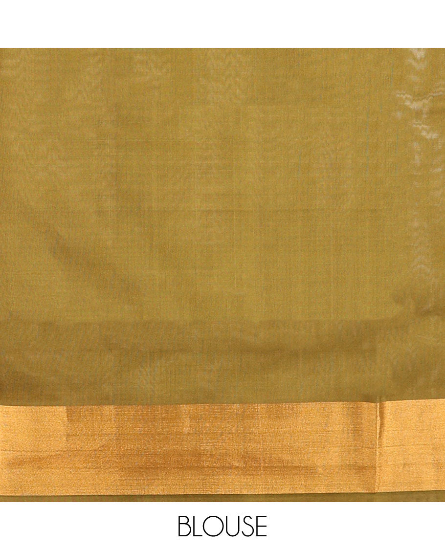 Light blue motifs uppada saree with contrast zari border & floral design pallu