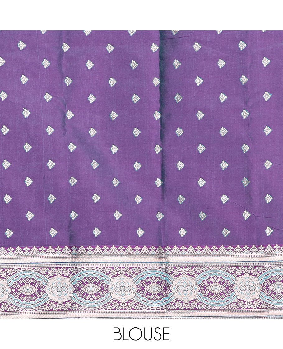 Sky blue floral jaal design butter silk saree with contrast intricate zari design border & floral design pallu
