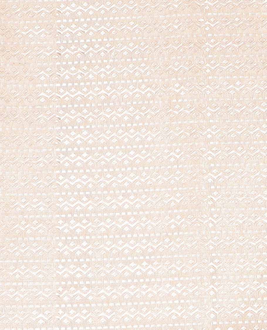 Baby pink geometric design silk half saree with contrast border of thilakam mokku, paunm mayil, yanaai design,zari design blouse & zari design border dhavani