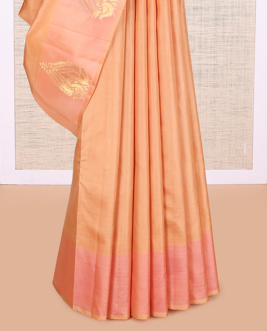 Pale Orange Kanchipuram Silk Saree