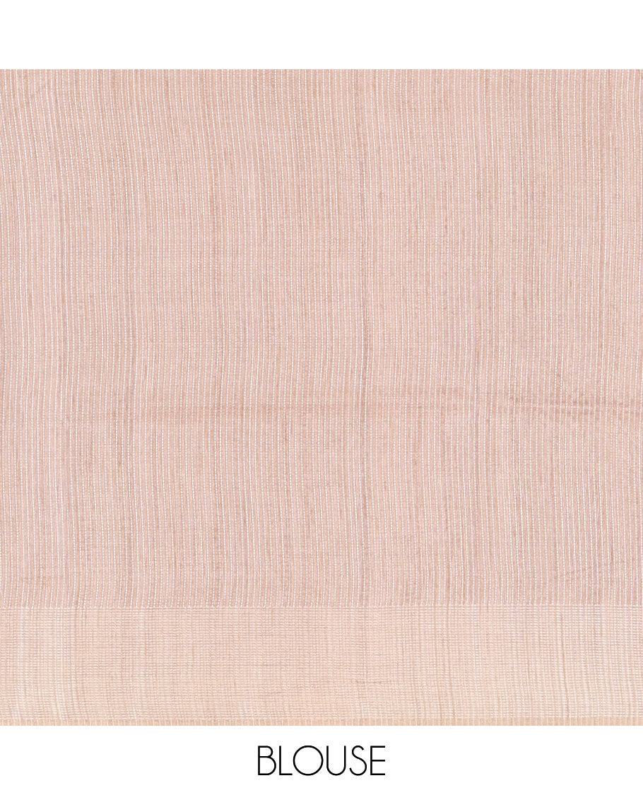 Purple floral vines thread embroidered Tussar saree, contrast Thread border, plain pallu, and contrast blouse