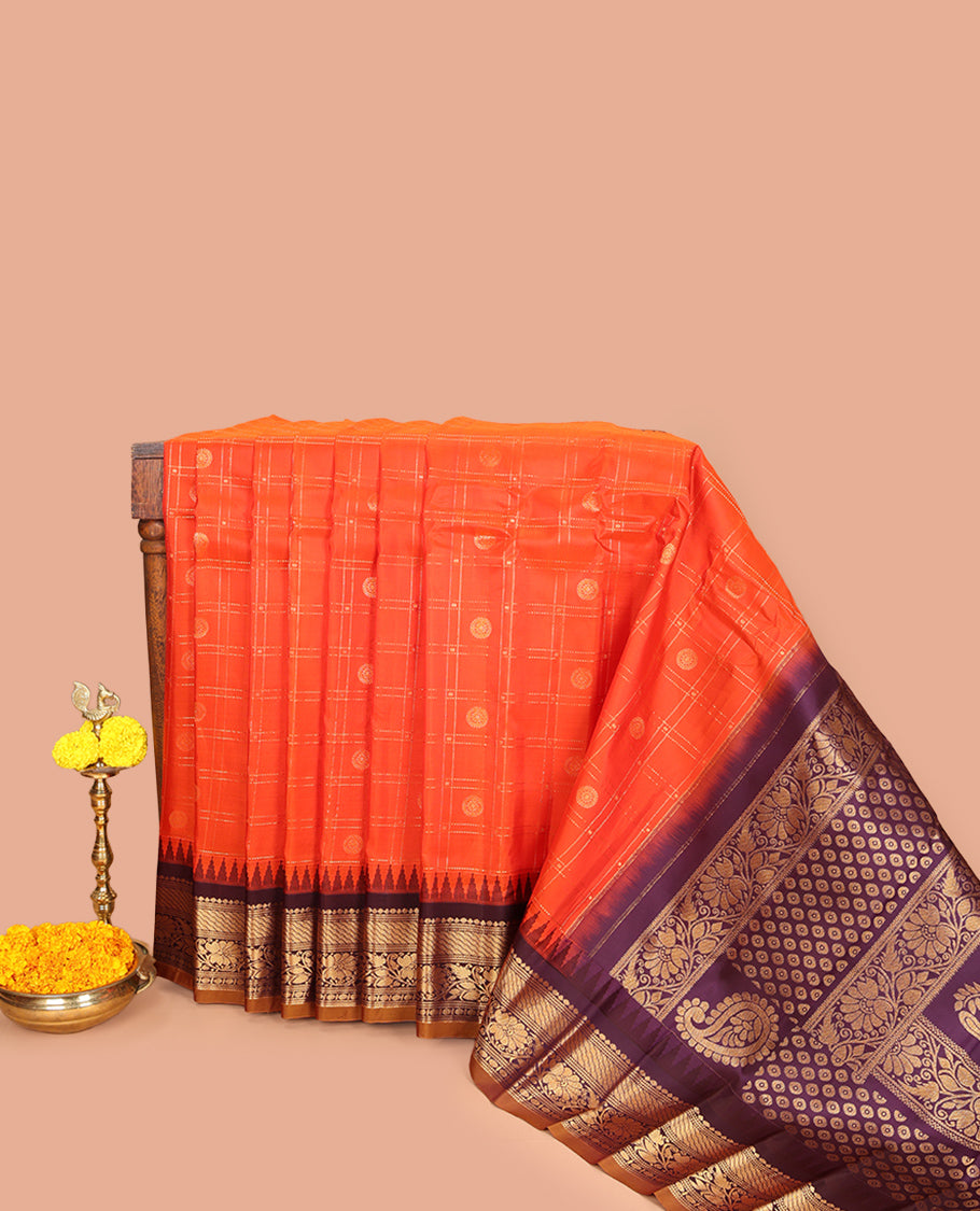 Orange Gadwal Silk Saree