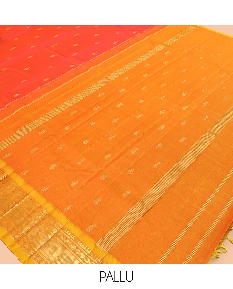 Orange Contrast Kanchipuram Silk Saree