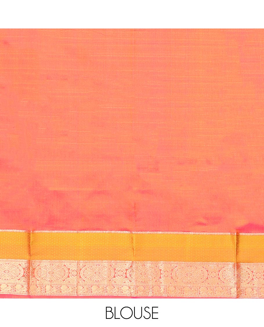 Green chakram buttas silk saree, contrast border of chakram,mayil & mayil kann & intricate pallu