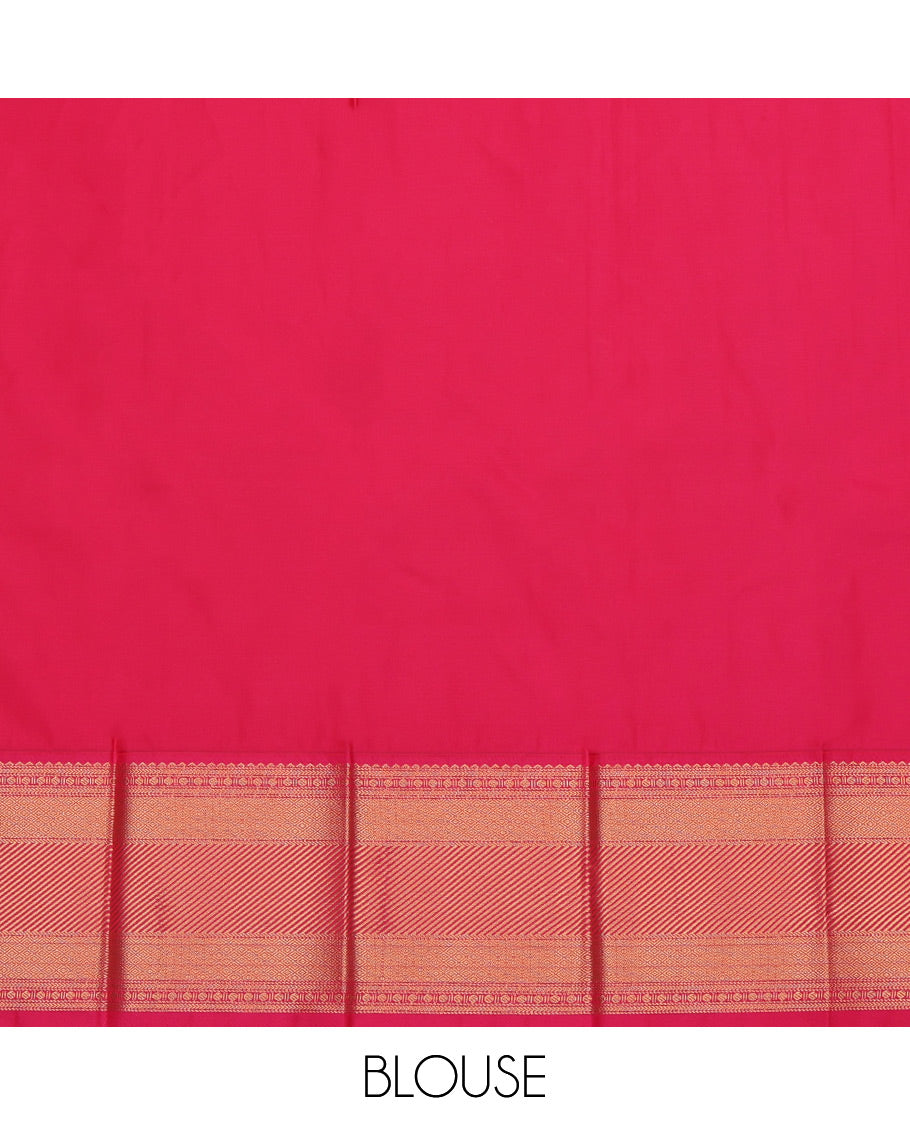 Maroon Budget Silk Saree, Spotlighted with Zari Buttas, a Contrast Traditional Zari Border, Grand Pallu, and a Contrast Blouse