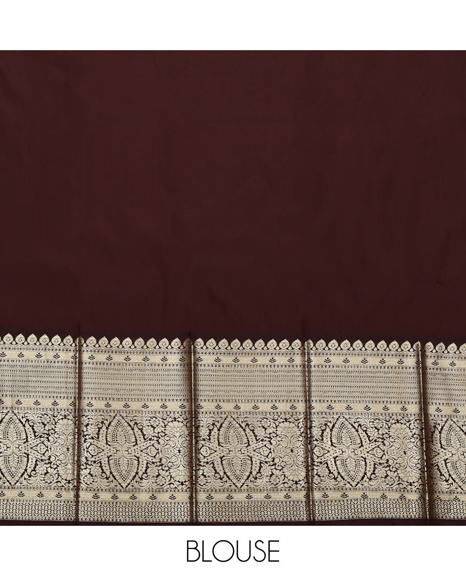 Red Budget Silk Saree, Elevated with Zari Butta on Its Body, Complemented by a Contrast Traditional Zari Design Border, Grand Jaal Pallu, and Paired with a Contrast Blouse
