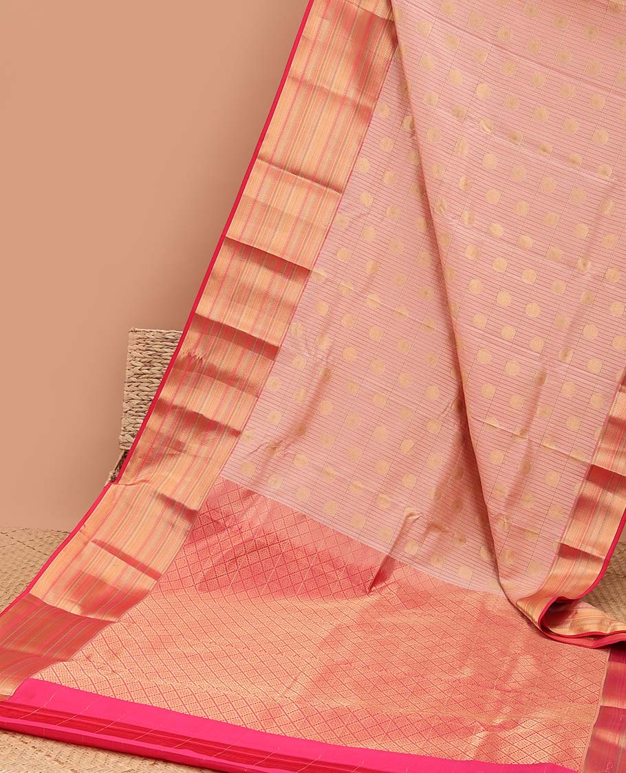 Cream checked, buttas vasundhara elite silk saree with contrast zari design border & checked zari design pallu