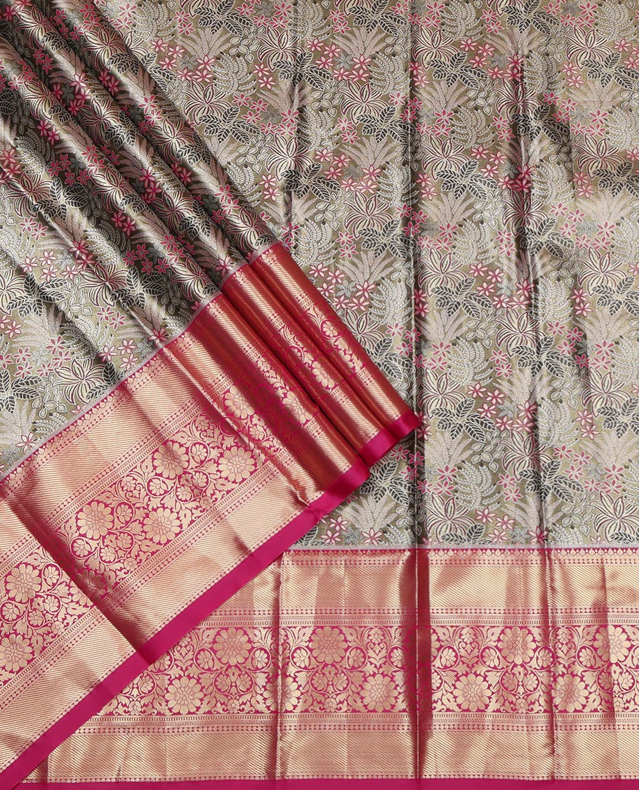 Brown Art Silk Pavadai Material Set