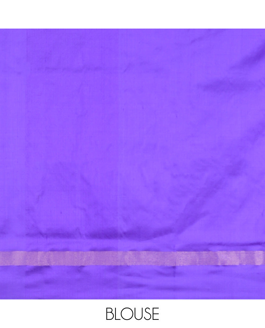 Red motifs ikkat sareewith contrast floral design border & argyle design pallu