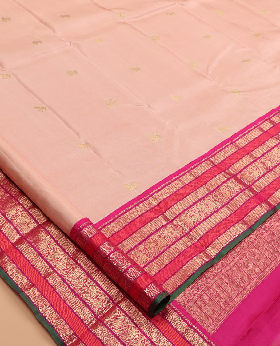 Pink Zari Buttas Kanchipuram Silk Saree