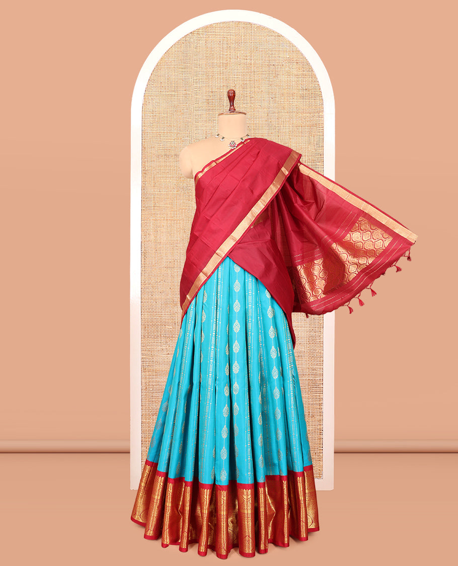 Blue Pure Silk Half-Saree