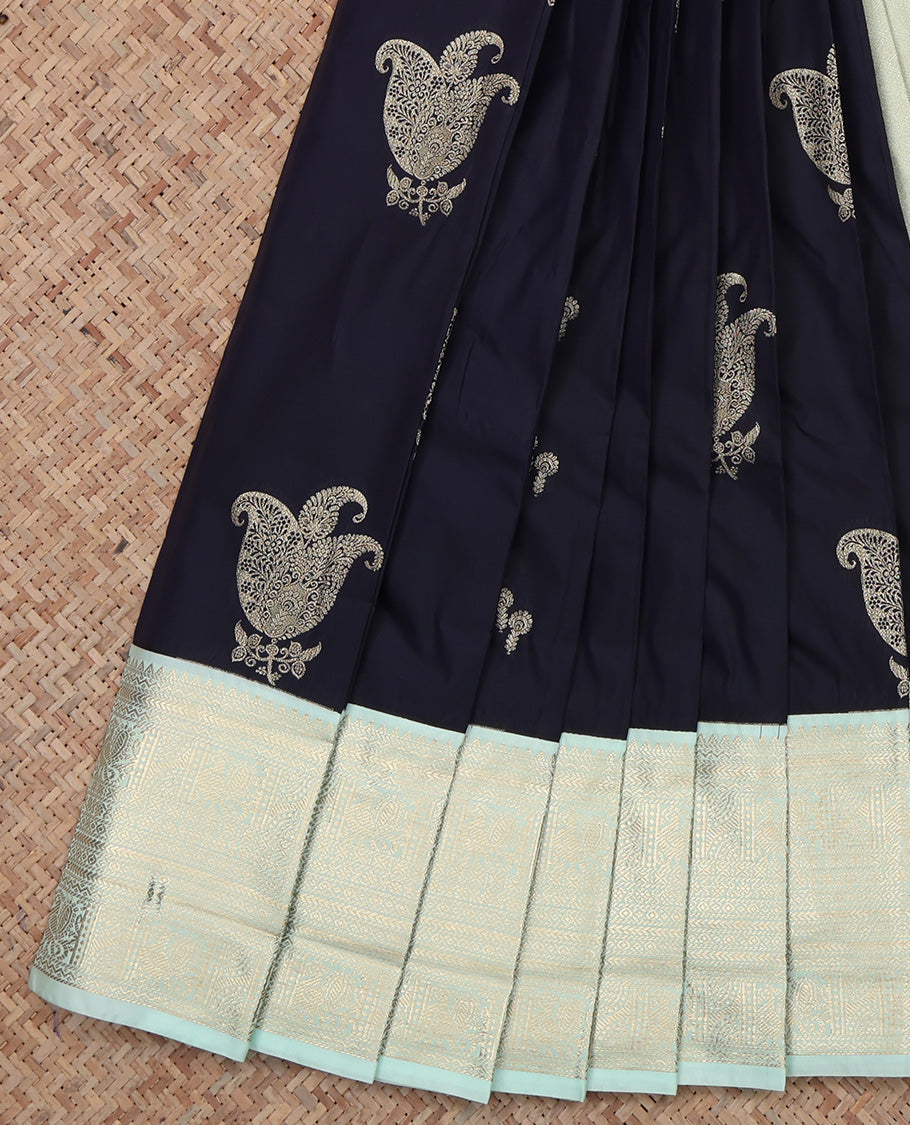 Blue Zari Design Budget Silk Saree