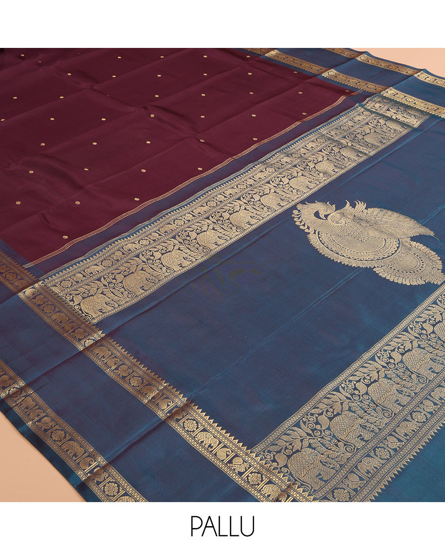 Brown Kanchipuram Chettinad Saree
