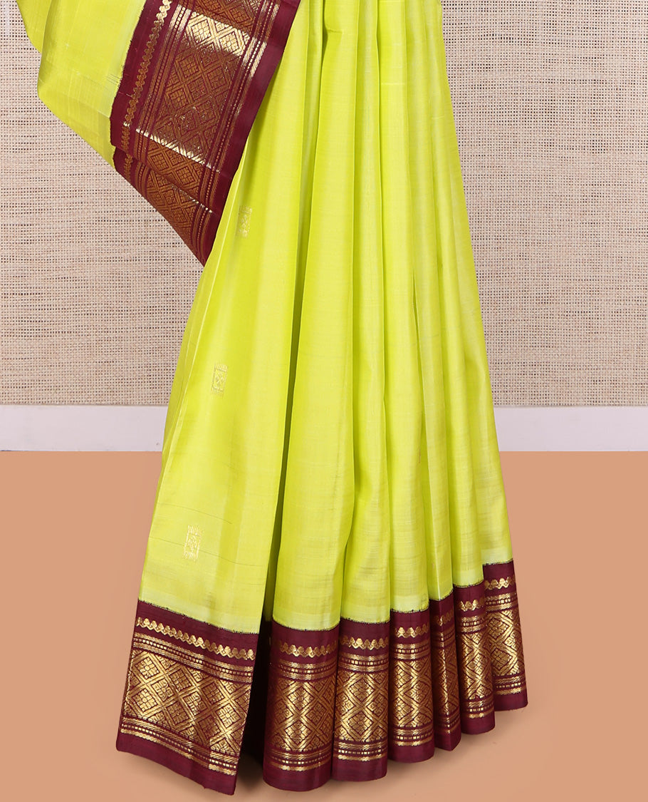 Yellow Zari Butta Kanchipuram Silk Saree