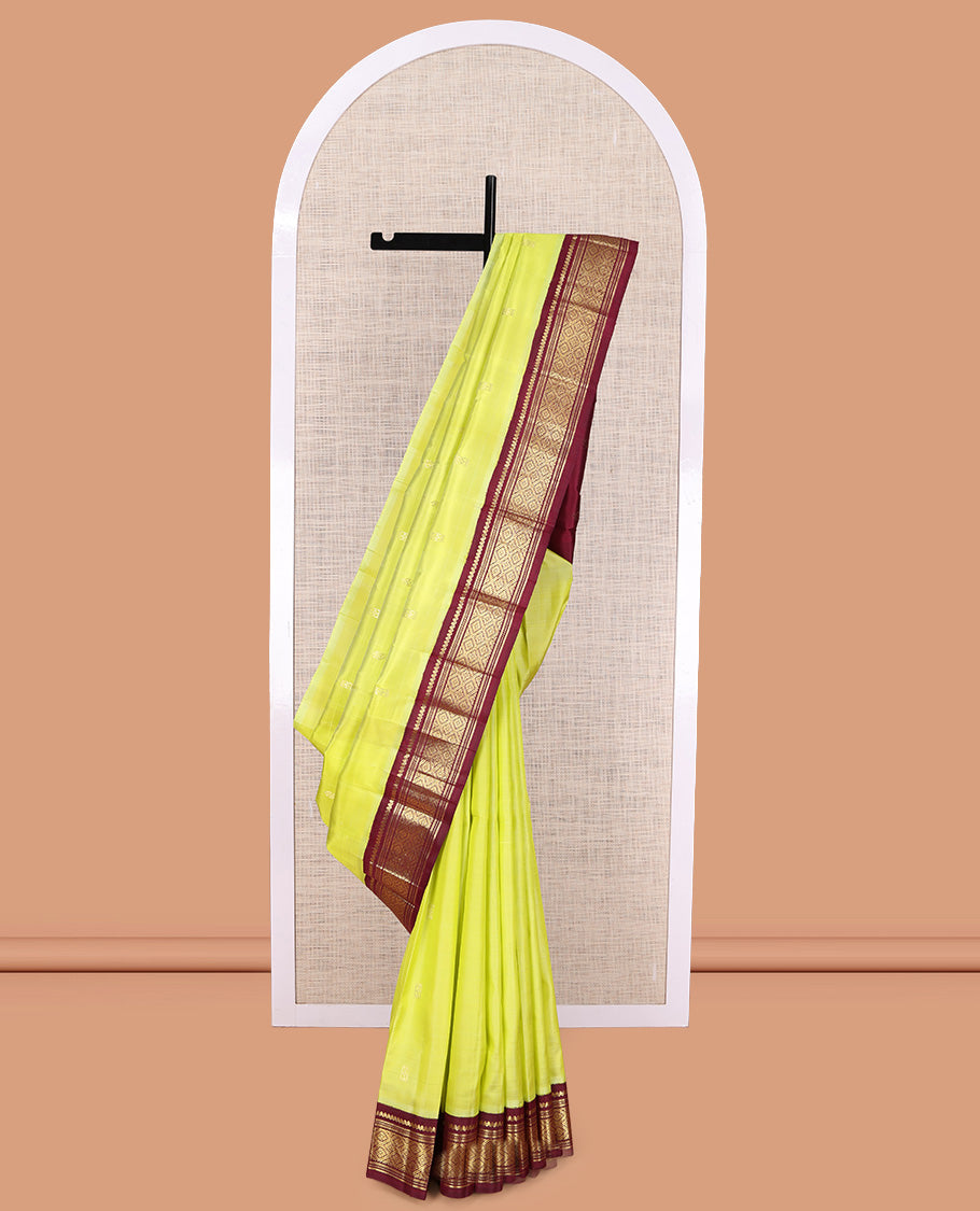 Yellow Zari Butta Kanchipuram Silk Saree