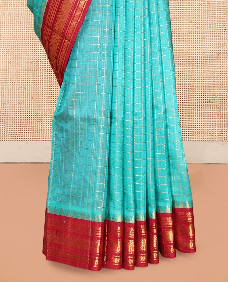 Blue Zari Checks Kuppadam Silk Saree